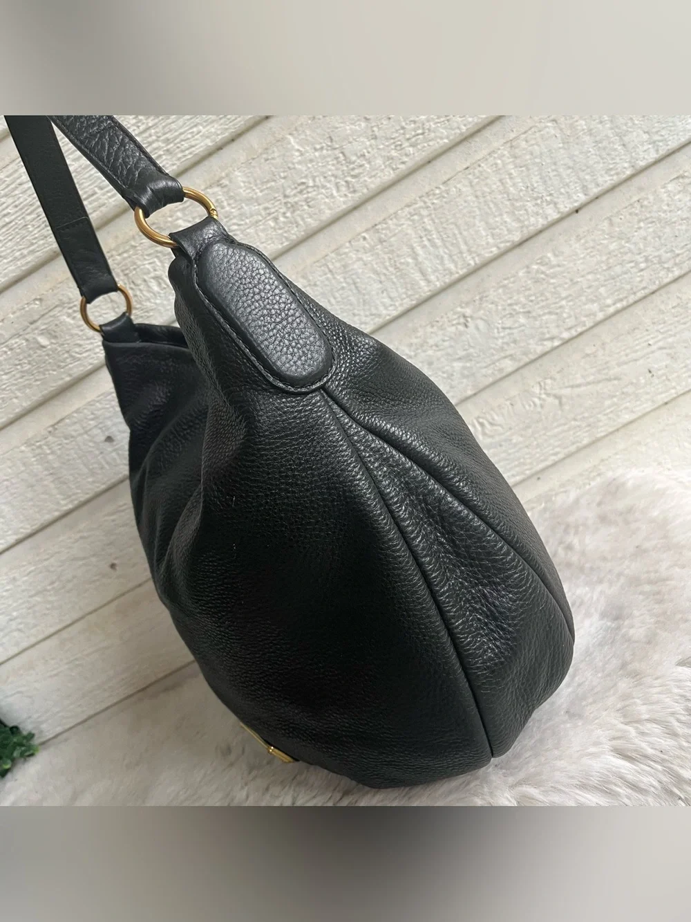 MARC JACOBS Black Leather Hobo Baguette Hillier Shoulder Bag